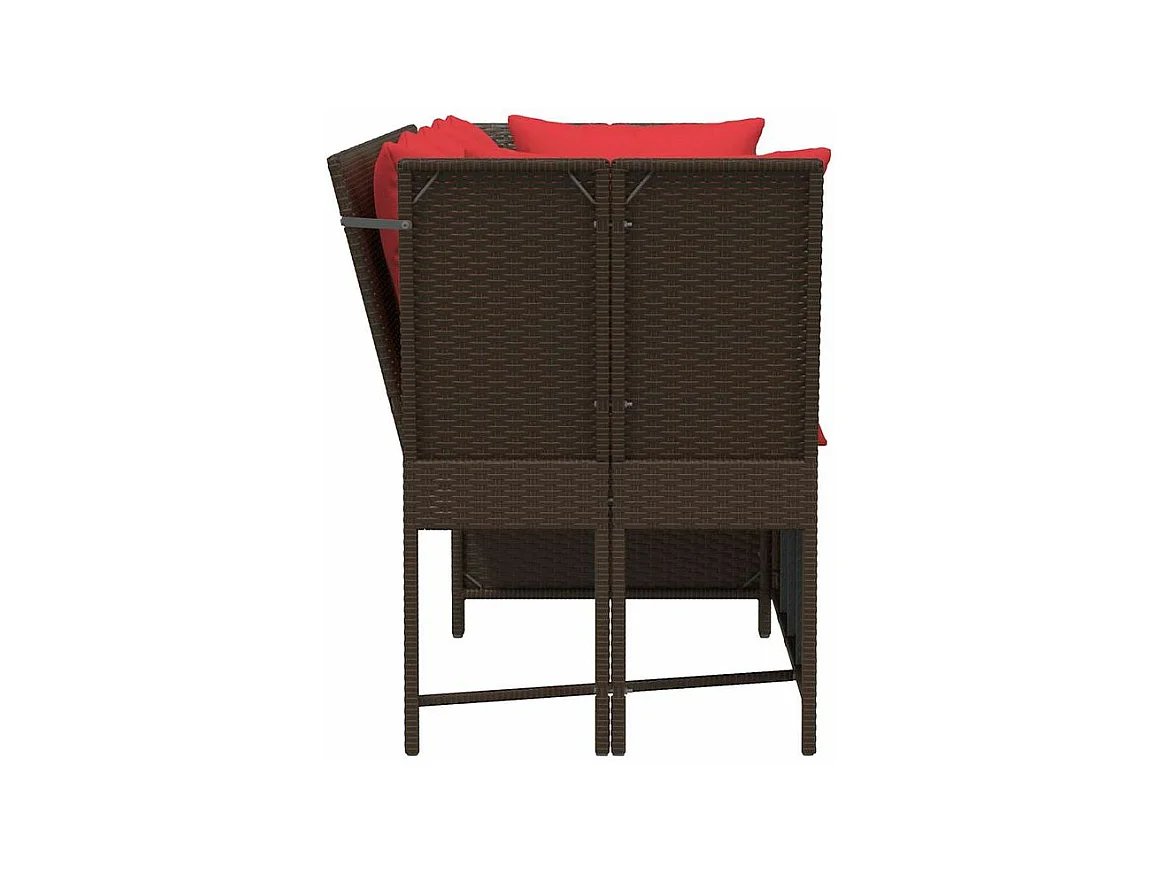 Canapé de jardin avec coussins marron résine tressée