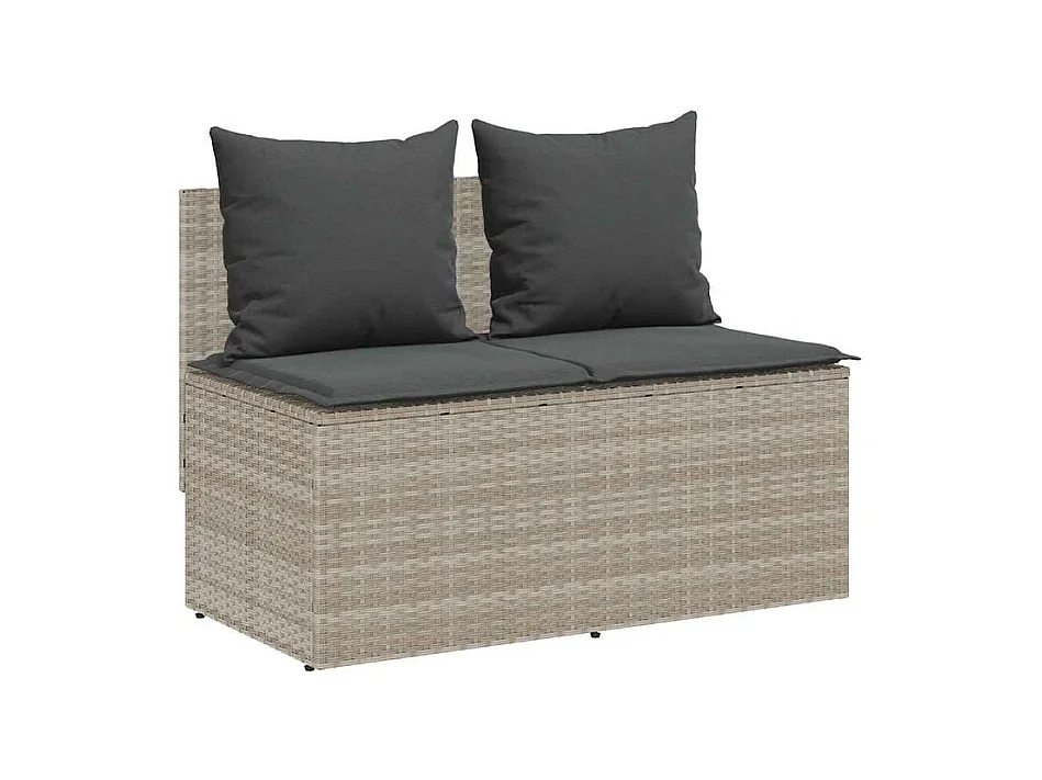 Ensemble à manger de jardin 3pcs coussins gris clair poly rotin