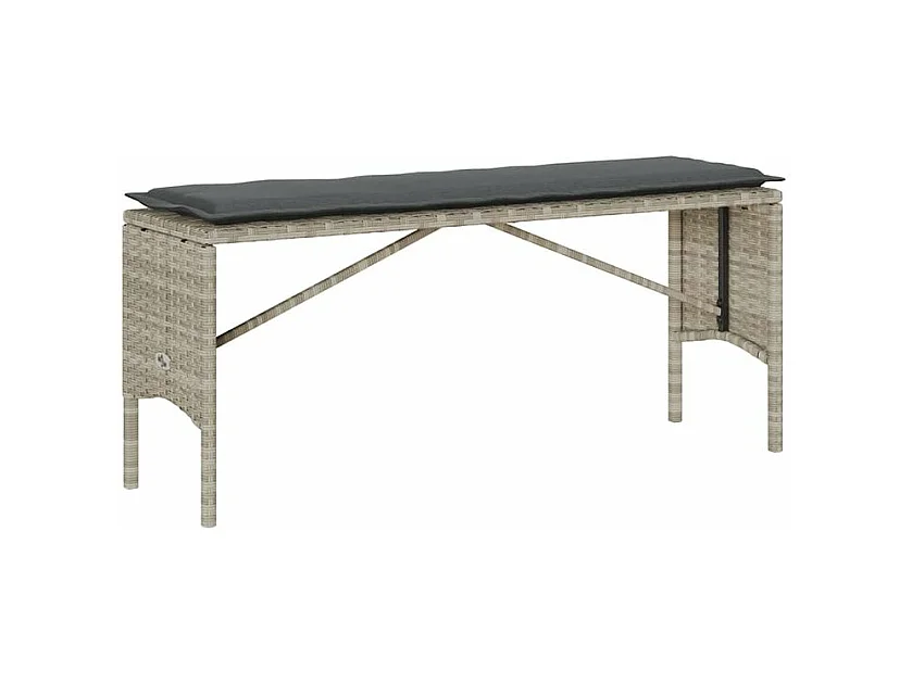 Ensemble à manger de jardin 3pcs coussins gris clair poly rotin