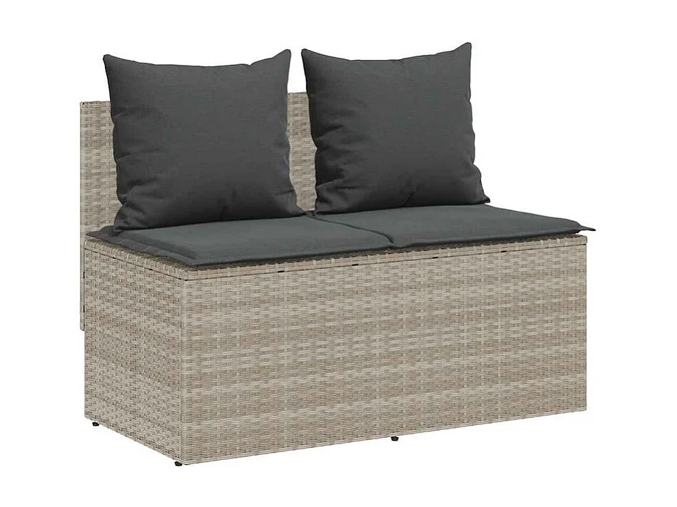 Ensemble à manger de jardin 3pcs coussins gris clair poly rotin