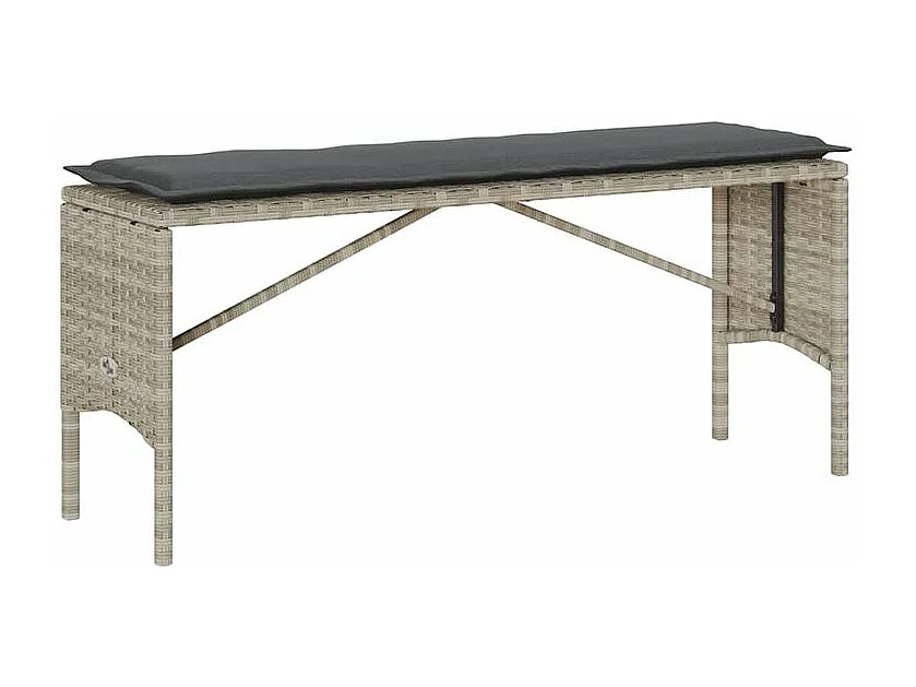 Ensemble à manger de jardin 3pcs coussins gris clair poly rotin