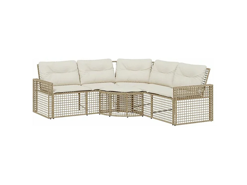 Canapé de jardin et coussins et repose-pied en forme de L rotin