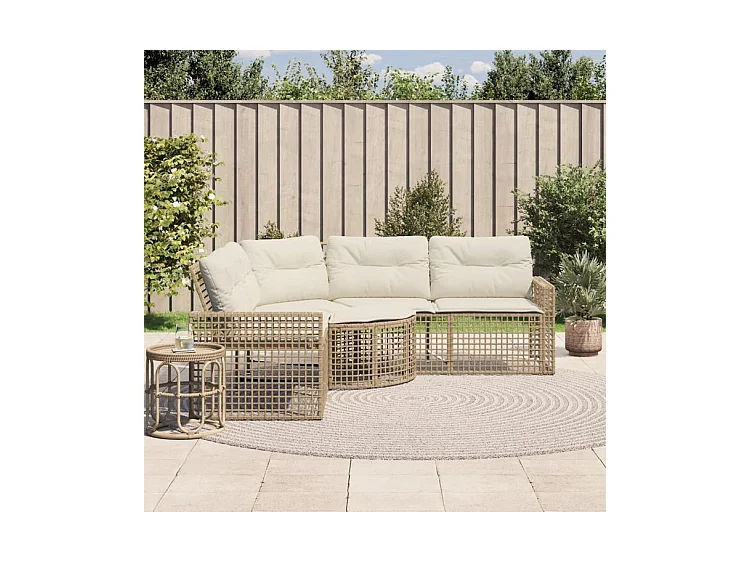 Canapé de jardin et coussins et repose-pied en forme de L rotin