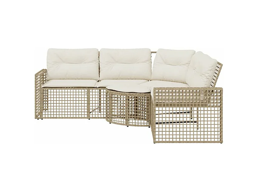 Canapé de jardin et coussins et repose-pied en forme de L rotin