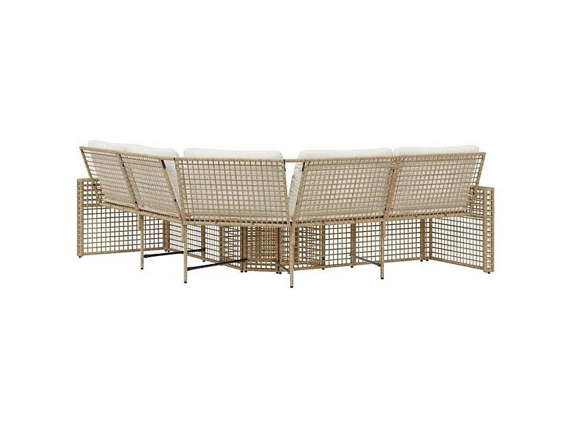 Canapé de jardin et coussins et repose-pied en forme de L rotin