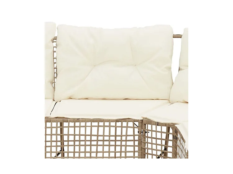 Canapé de jardin et coussins et repose-pied en forme de L rotin