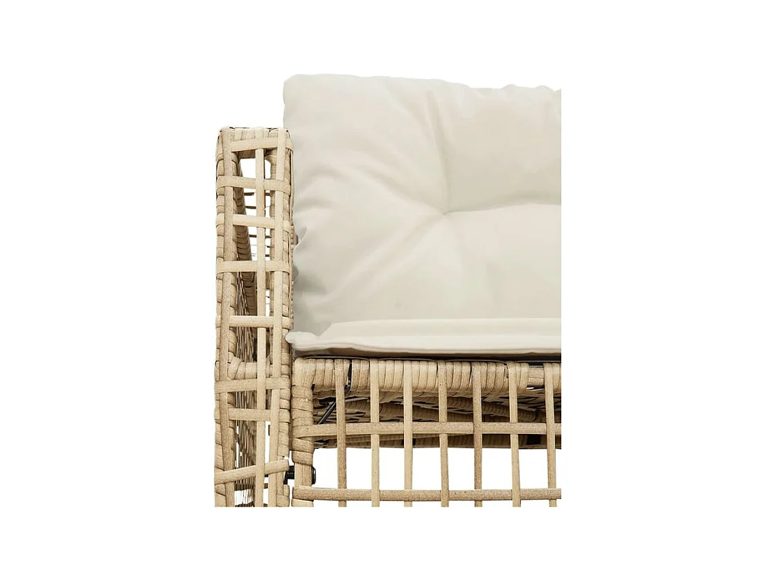 Canapé de jardin et coussins et repose-pied en forme de L rotin