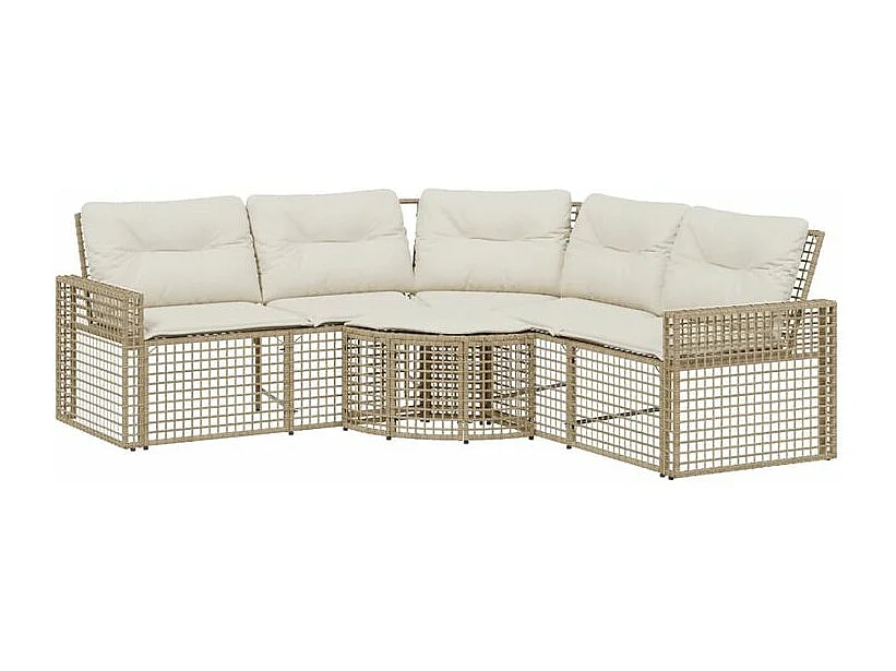 Canapé de jardin et coussins et repose-pied en forme de L rotin