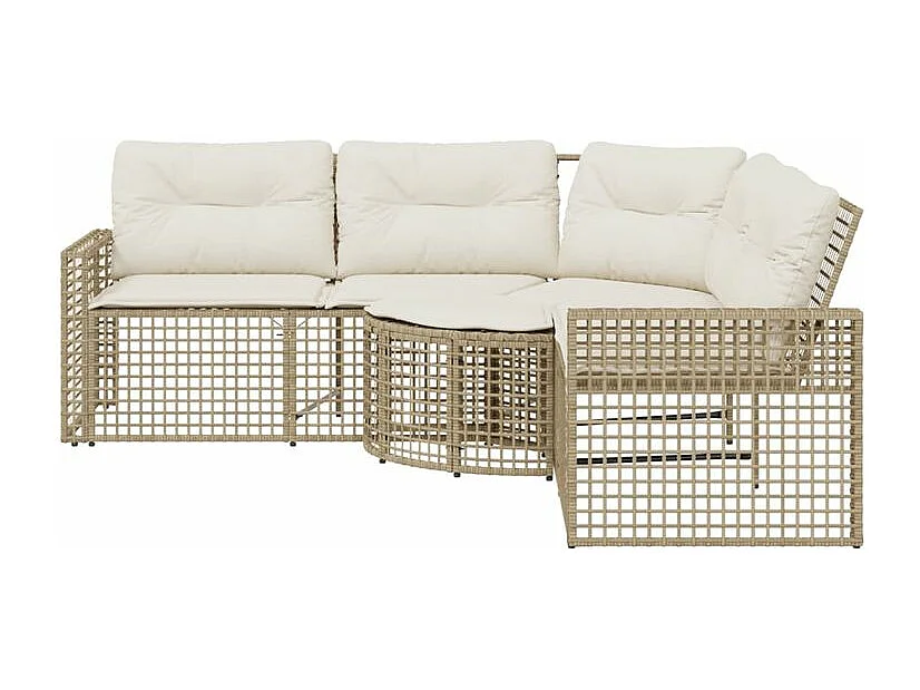 Canapé de jardin et coussins et repose-pied en forme de L rotin