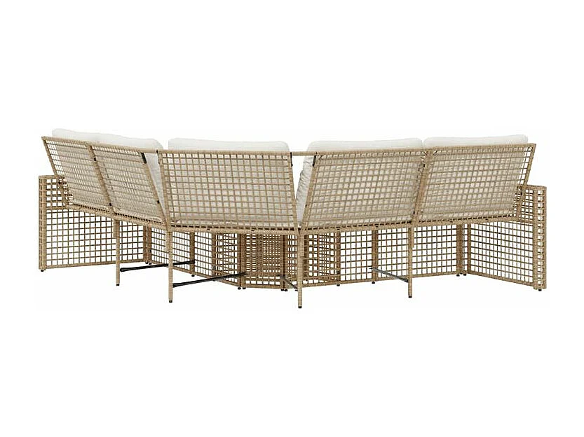 Canapé de jardin et coussins et repose-pied en forme de L rotin