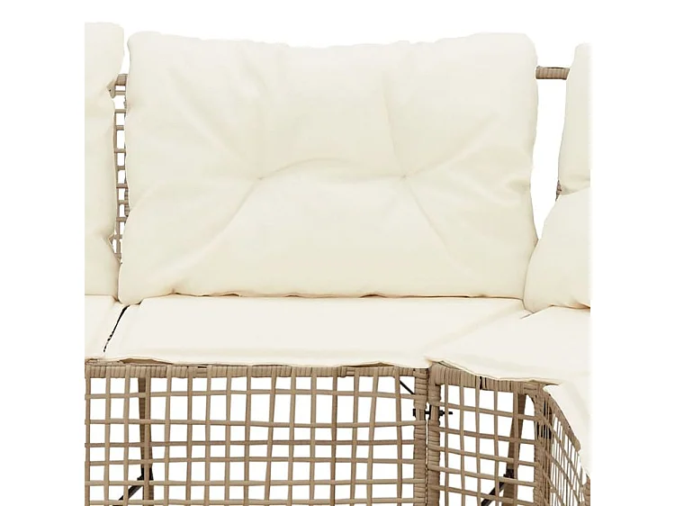 Canapé de jardin et coussins et repose-pied en forme de L rotin