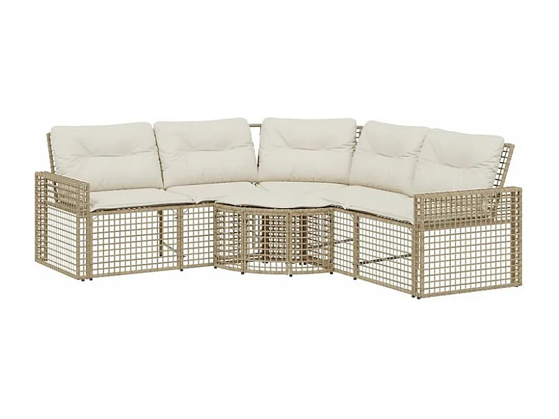 Canapé de jardin et coussins et repose-pied en forme de L rotin