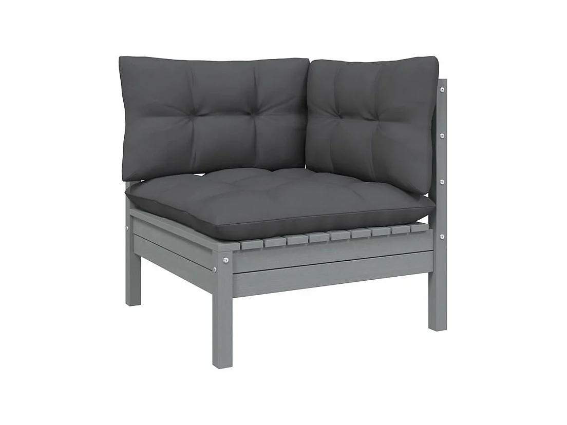 Canapé 2 places de jardin avec coussins anthracite Bois de pin