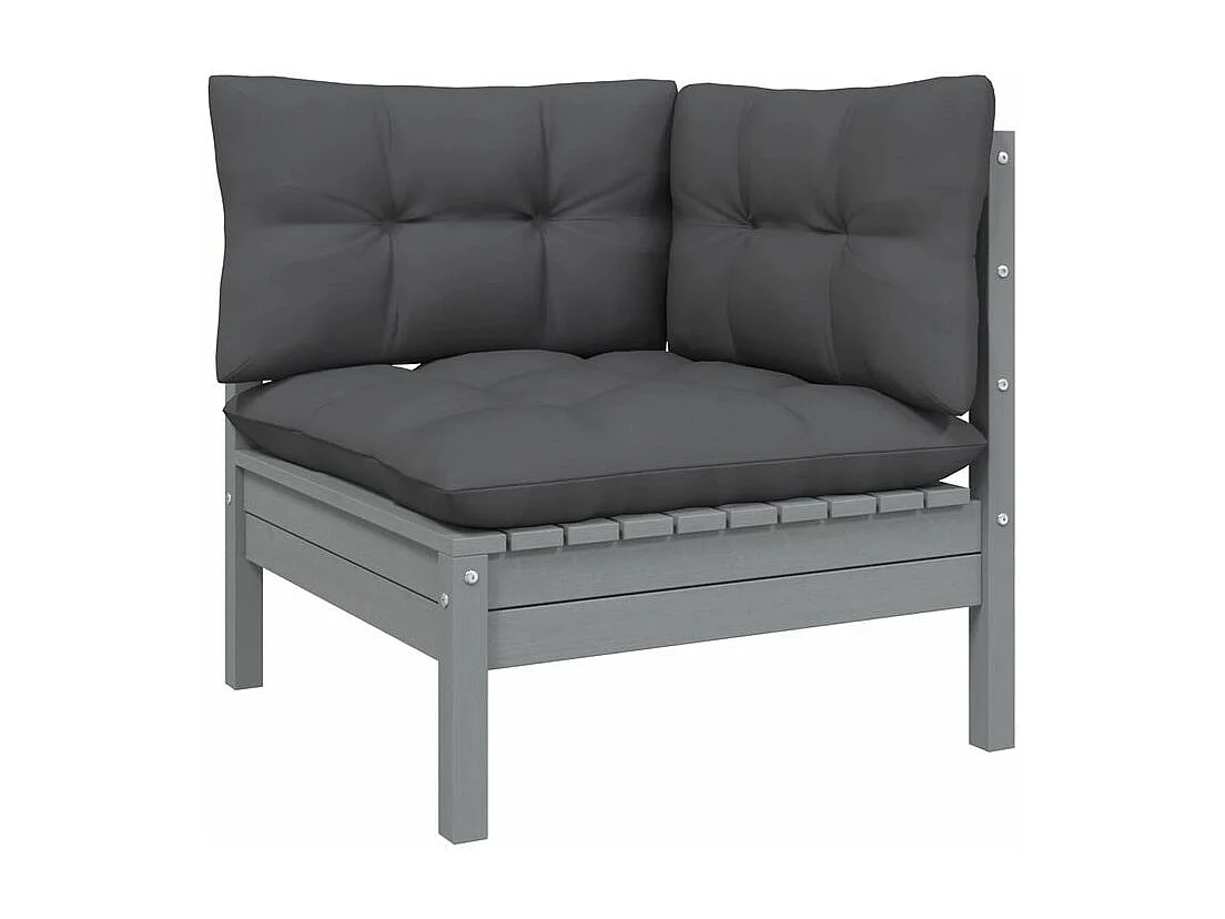 Canapé 2 places de jardin avec coussins anthracite Bois de pin