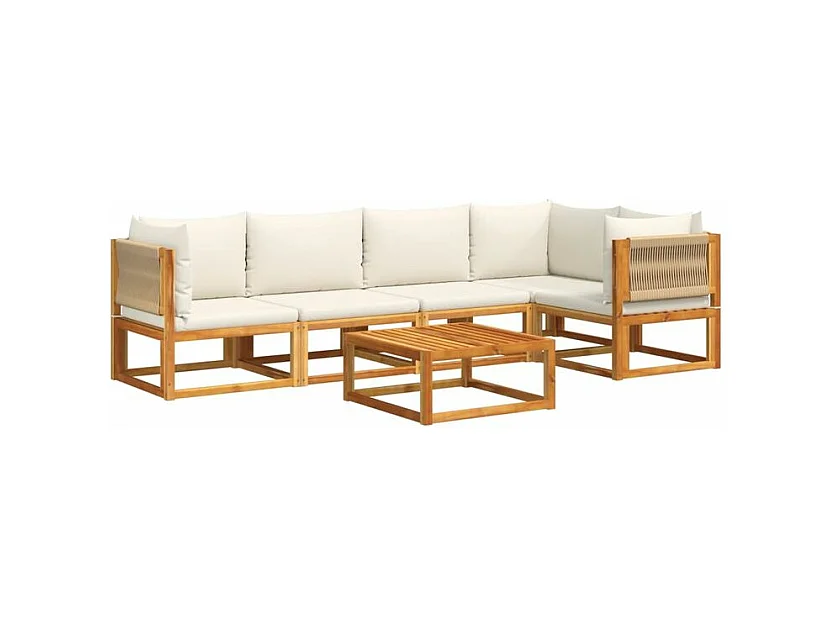 Salon de jardin avec coussins 6 pcs bois d'acacia solide