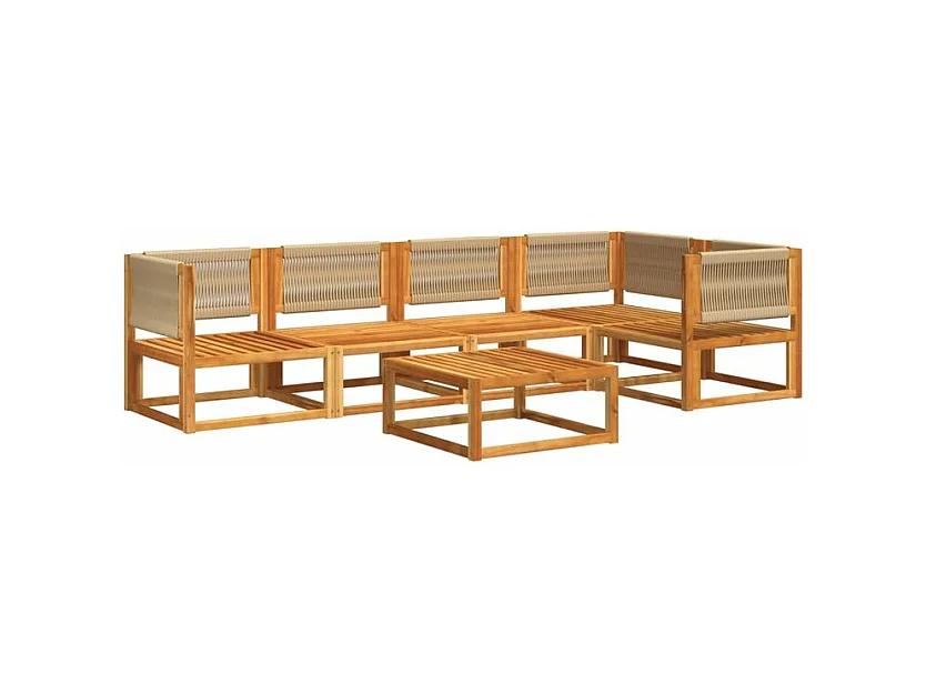 Salon de jardin avec coussins 6 pcs bois d'acacia solide