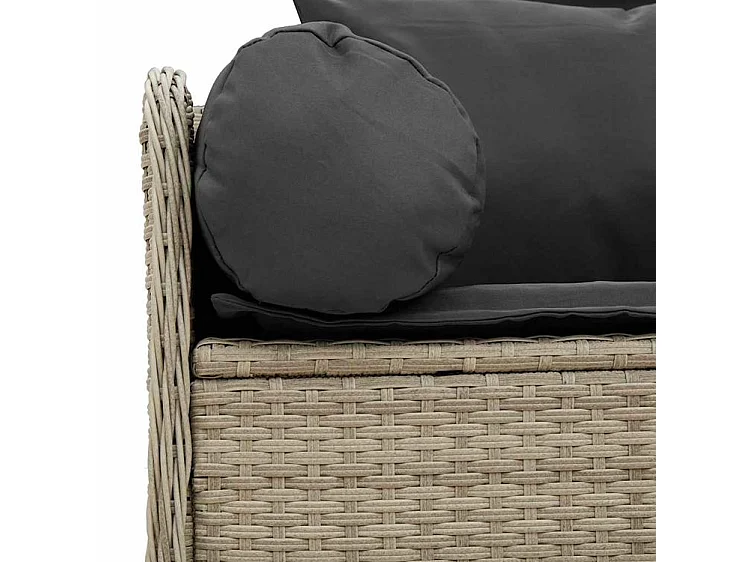 Canapé de jardin et coussins 3 places gris clair résine tressée