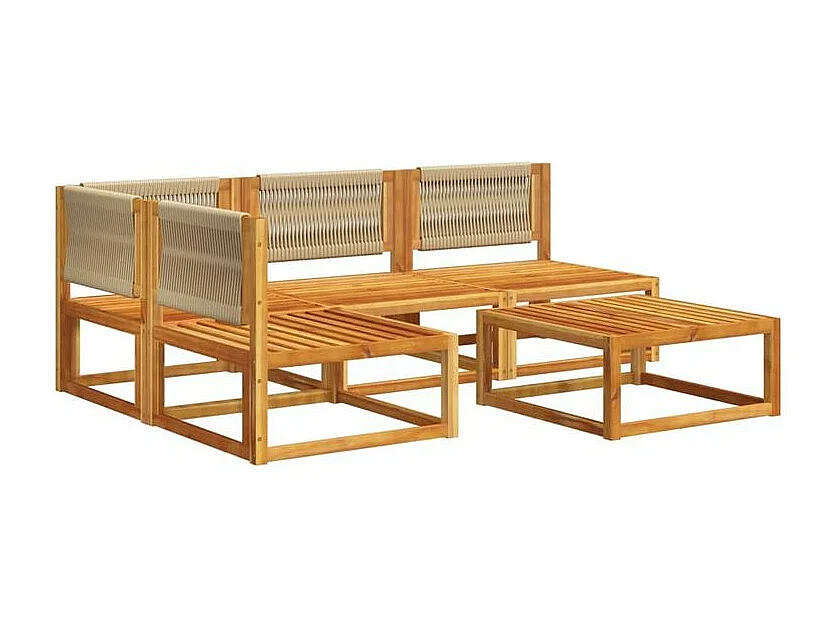 Salon de jardin avec coussins 5 pcs Bois d'acacia solide