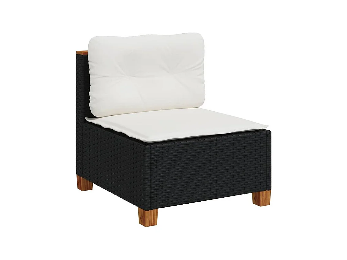 Salon de jardin 10 pcs avec coussins noir résine tressée