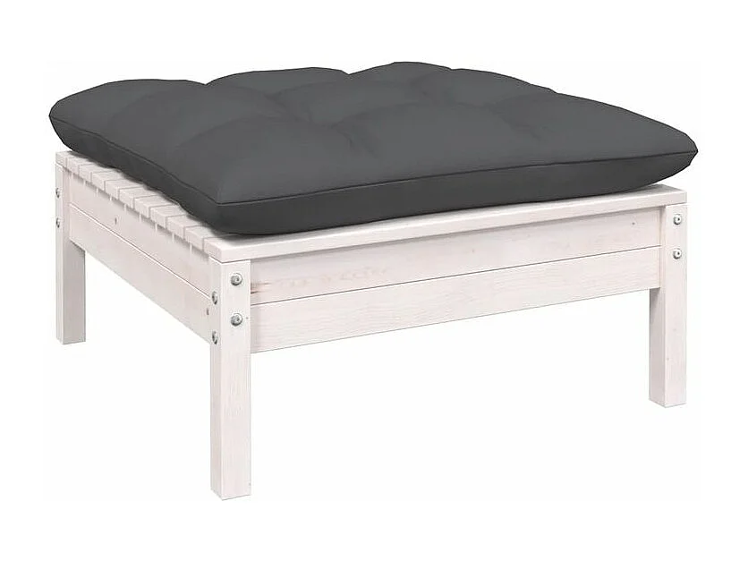 Salon de jardin 14 pcs avec coussins blanc bois de pin solide