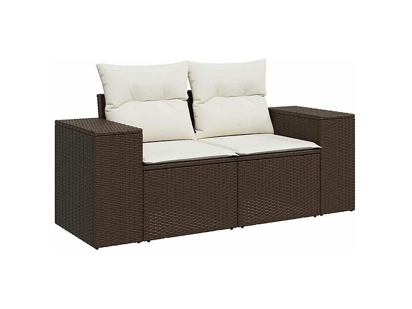 Salon de jardin avec coussins 6 pcs marron résine tressée