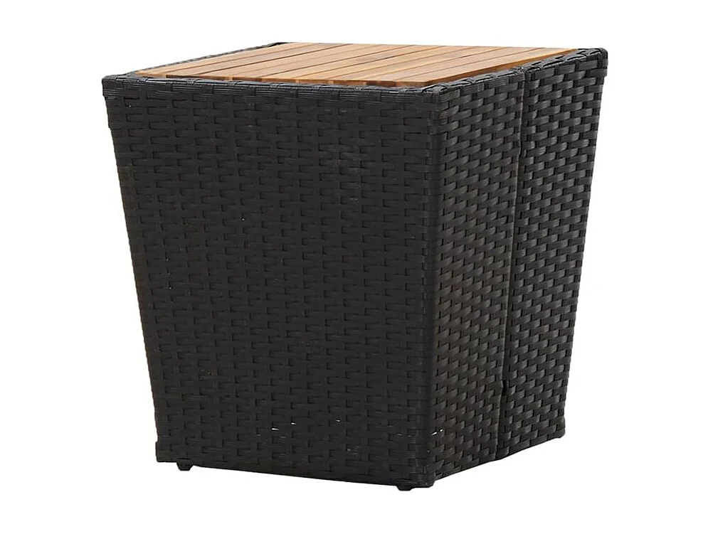 Ensemble de bistro de jardin 3pcs Résine tressée et acacia Noir