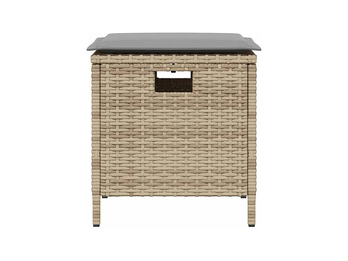 Ensemble à manger de jardin avec coussins 5pcs Beige poly rotin