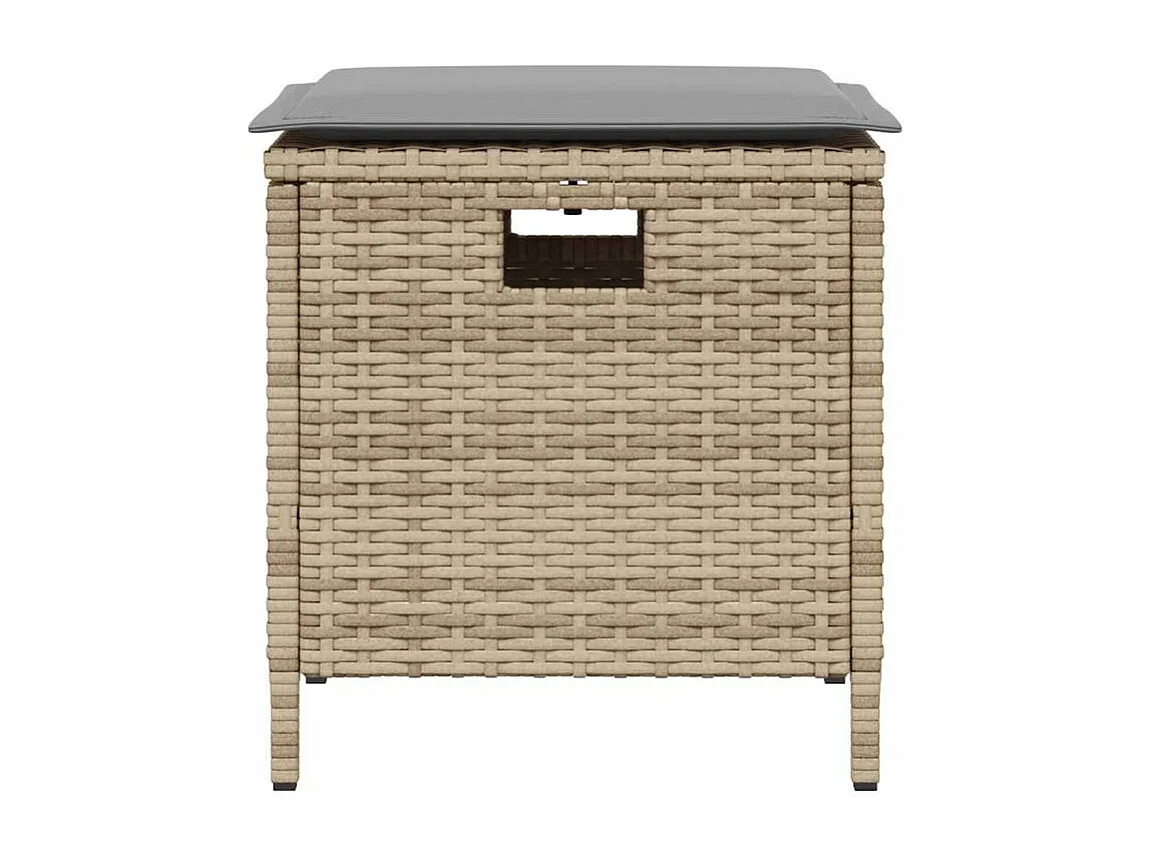 Ensemble à manger de jardin avec coussins 5pcs Beige poly rotin