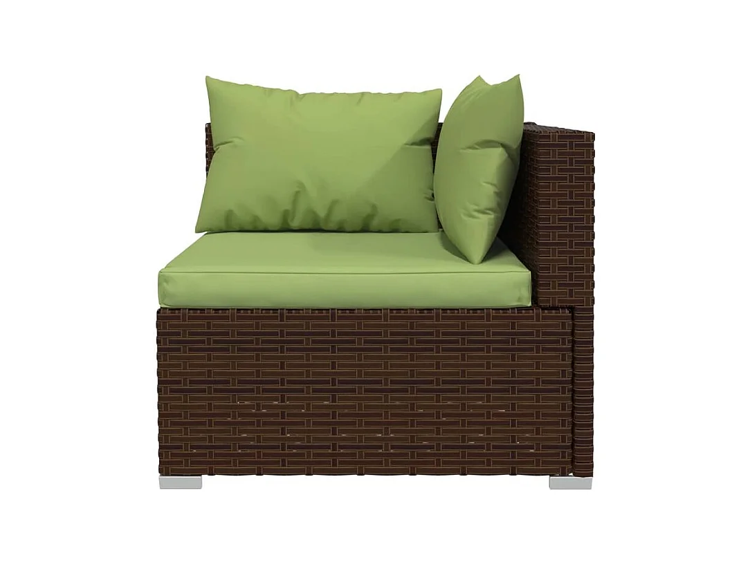 Salon de jardin 7 pcs avec coussins Résine tressée Marron