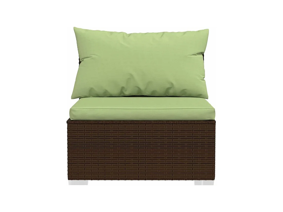 Salon de jardin 7 pcs avec coussins Résine tressée Marron