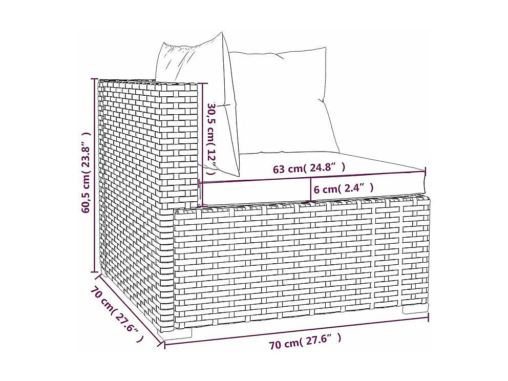 Salon de jardin 7 pcs avec coussins Résine tressée Marron