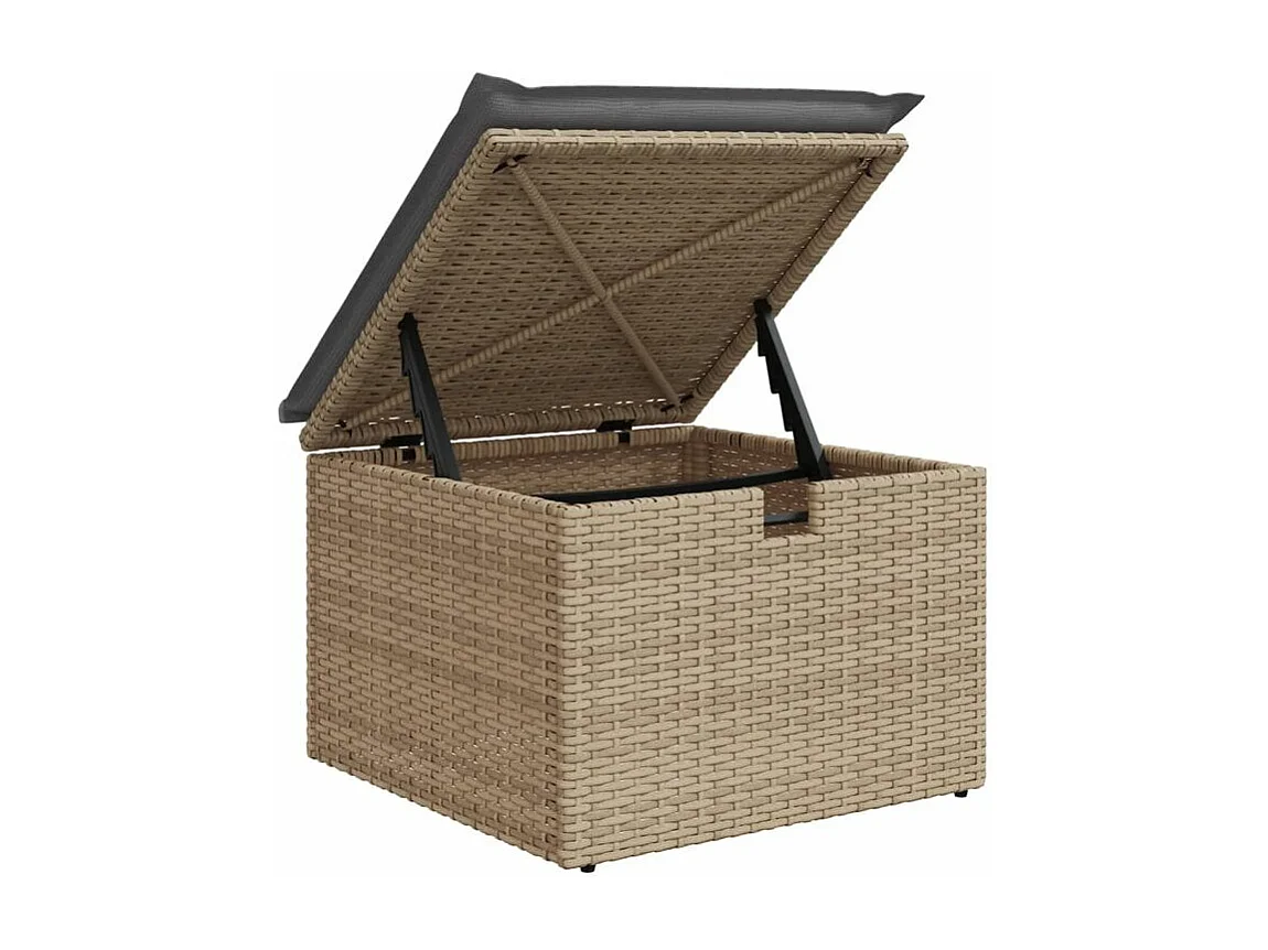 Salon de jardin avec coussins 6 pcs beige résine tressée