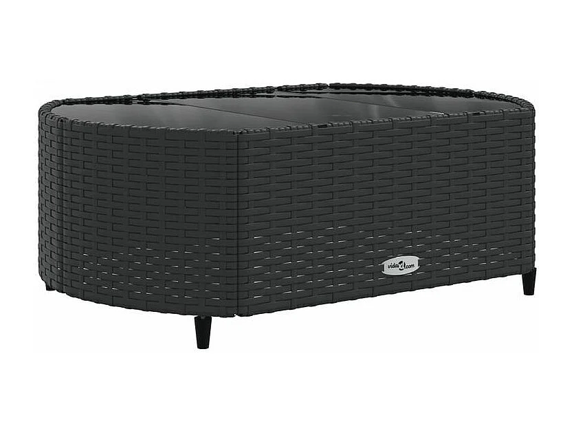 Salon de jardin 4 pcs avec coussins noir résine tressée