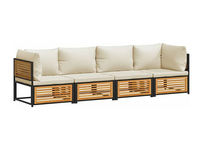 Salon de jardin avec coussins 4 pcs bois d'acacia massif