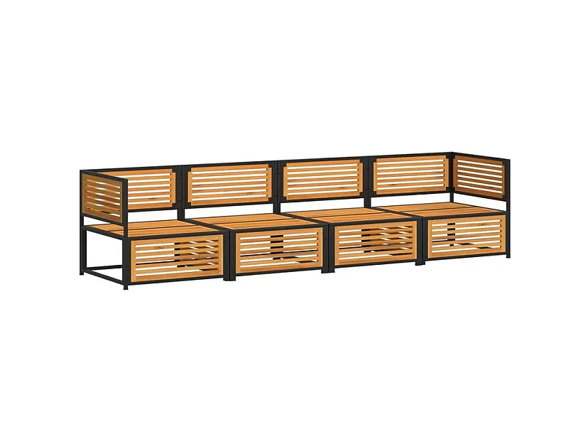 Salon de jardin avec coussins 4 pcs bois d'acacia massif