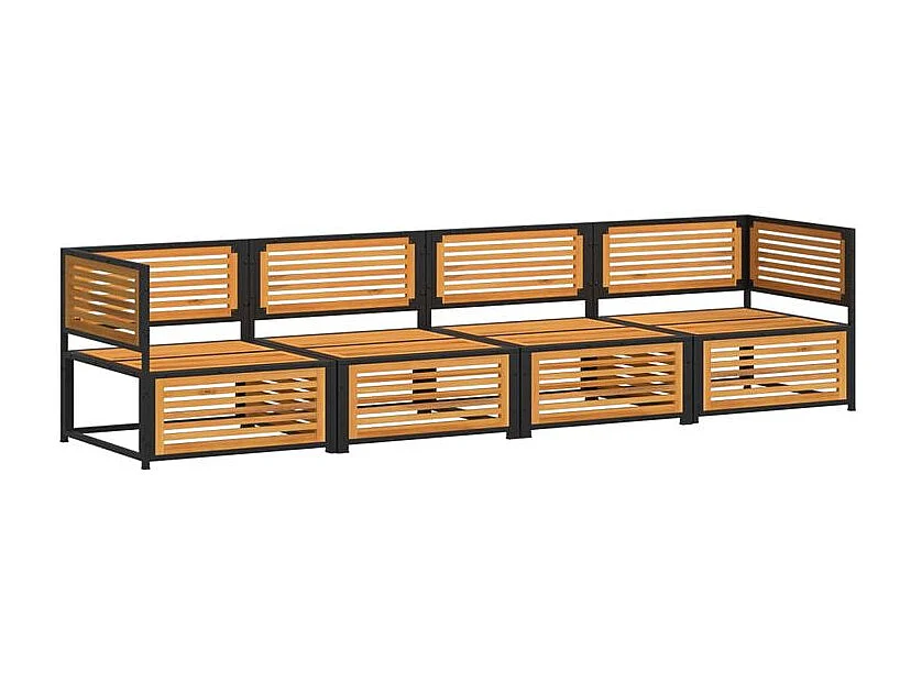 Salon de jardin avec coussins 4 pcs bois d'acacia massif