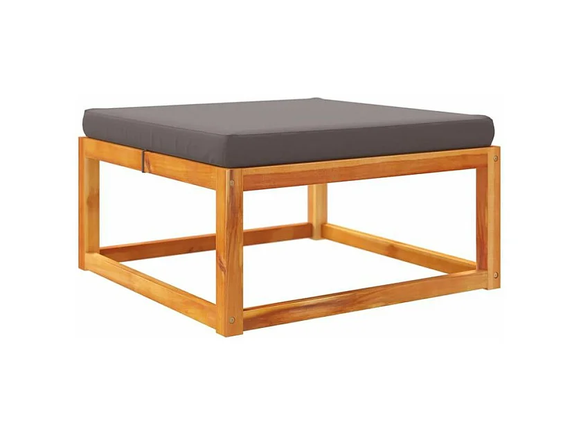 Repose-pied de jardin avec coussins bois massif d'acacia