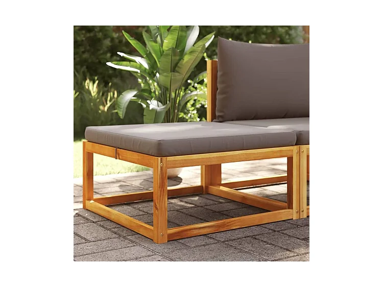 Repose-pied de jardin avec coussins bois massif d'acacia