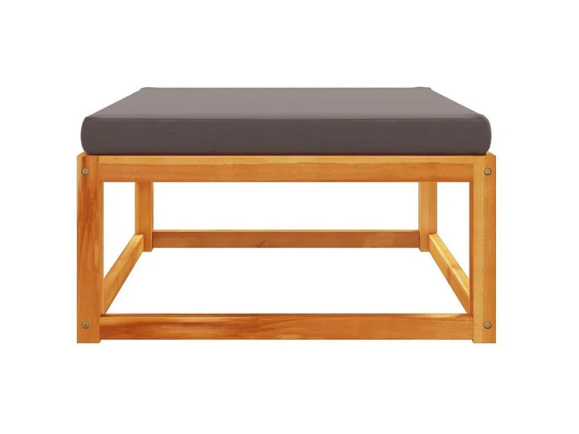 Repose-pied de jardin avec coussins bois massif d'acacia