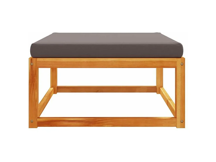 Repose-pied de jardin avec coussins bois massif d'acacia