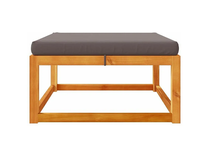 Repose-pied de jardin avec coussins bois massif d'acacia