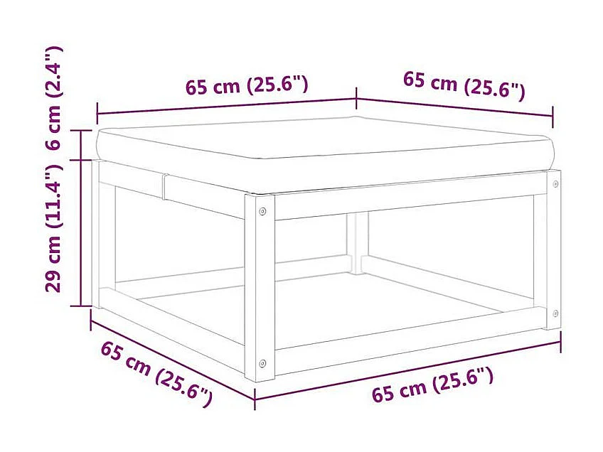 Repose-pied de jardin avec coussins bois massif d'acacia