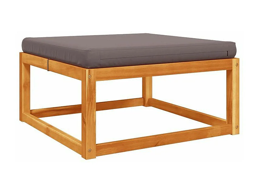 Repose-pied de jardin avec coussins bois massif d'acacia