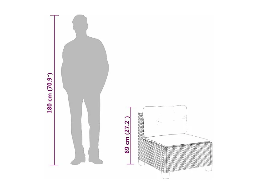 Salon de jardin avec coussins 10 pcs beige résine tressée