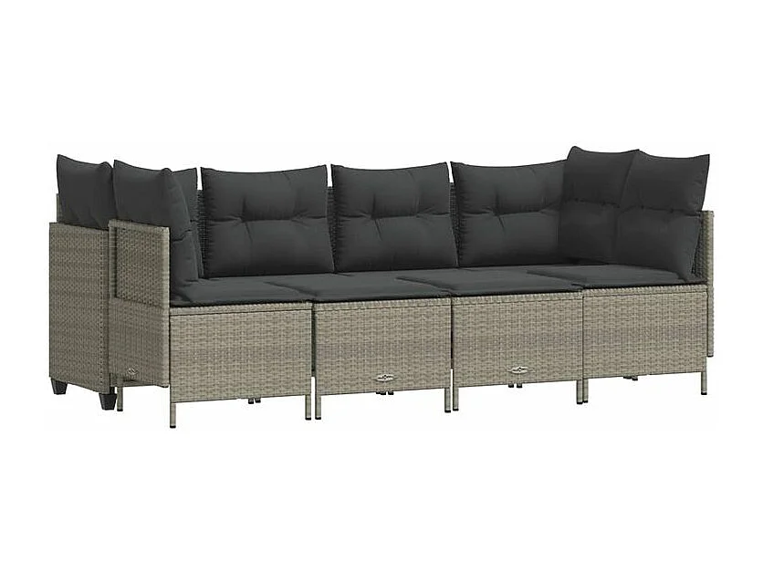 Salon de jardin 5 pcs avec coussins gris clair résine tressée