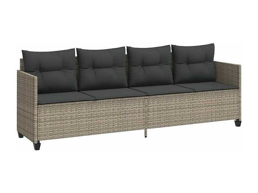 Salon de jardin 5 pcs avec coussins gris clair résine tressée