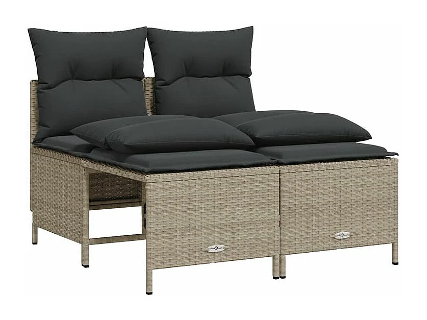 Salon de jardin 5 pcs avec coussins gris clair résine tressée