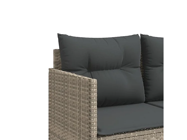 Salon de jardin 5 pcs avec coussins gris clair résine tressée