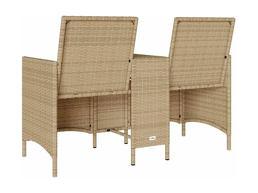 Canapé de jardin 2 places avec table et coussins résine tressée