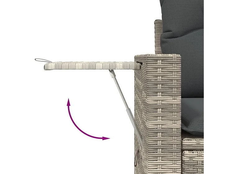 Salon de jardin avec coussins 3 pcs gris clair résine tressée